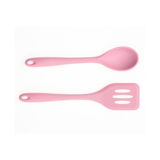 Art & Cook 2 Piece Silicone Slotted Turner and Solid Spoon Set