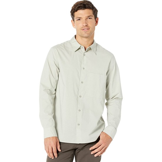  Men’s Check-Print Easy Shirt, Misty Sage, Large