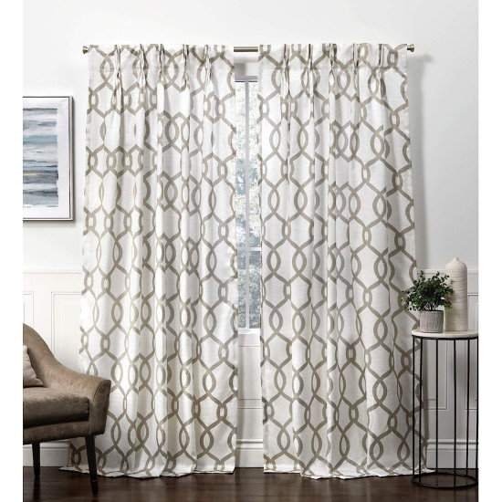  Curtains Kochi Linen Blend Pinch Pleat Curtain Panel Pair 27″ x 96″