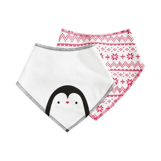  Baby Boys & Girls 2-Pc. Penguin Bandana Bib Set, white, one-size
