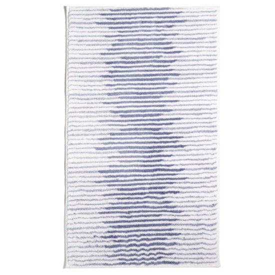  Textured Stripe Cotton 22″ x 36″ Bath Rug, Navy