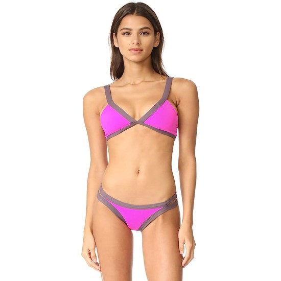 LSpace Women’s Colorblock Farrah Bikini Top, Bright Fuchsia, Medium