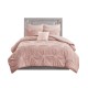  Malia King/California King Embroidered Cotton Reversible Comforter Set, Blush