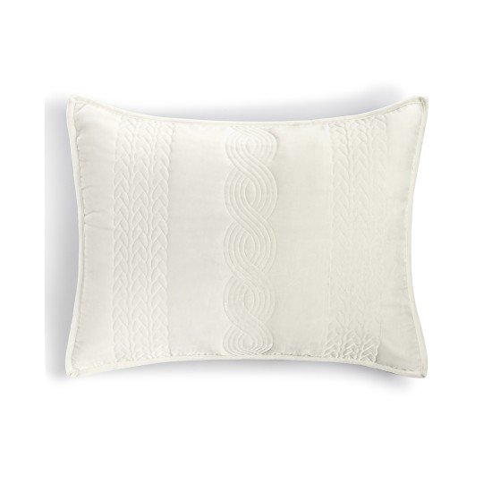  Cable Knit Velvet Pillow Shams, Ivory, STANDARD