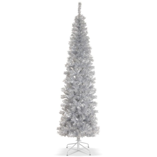  6' Silver Tinsel Tree With Metal Stand