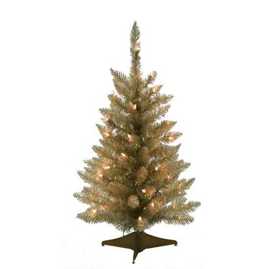  2′ Pre-lit Champagne Table Top Christmas Tree