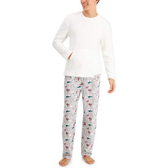  Matching Men's Polar Bears Family Pajama Set (Gray), Gray, Large