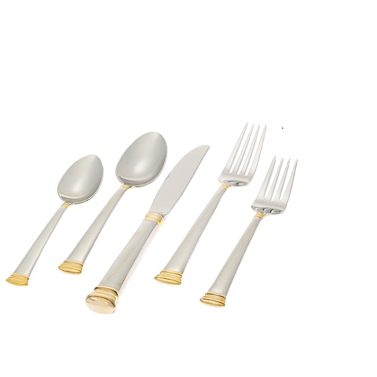  Eternal Gold Flatware 5-Piece Place Setting, Service for 1 , Stainless –