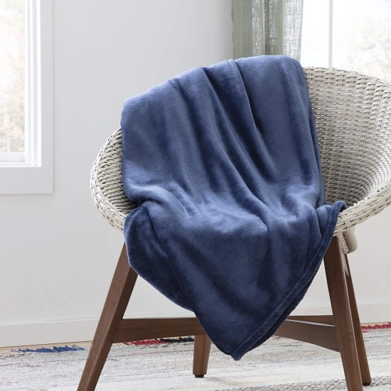  Flannel Fleece Blanket, Navy, 50×60