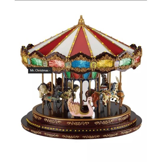  Marquee Deluxe Carousel Musical Animated Indoor Christmas Decoration, 15 Inch,