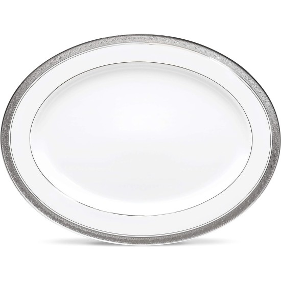  Crestwood Platinum 14-Inch Medium Oval Serving Platter, White