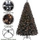  7.5′, Pre-Lit, Artificial Hinged Christmas Pine Tree, Black