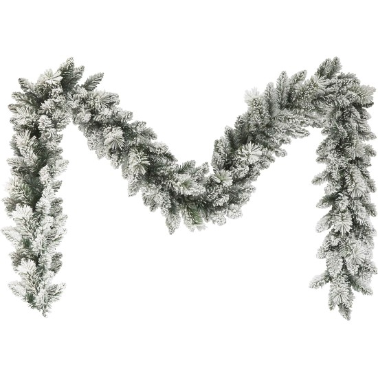  9′ Flocked Spruce Garland with 160 Tips
