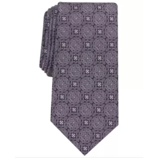  Men's Soana Medallion Silk Necktie, Purple