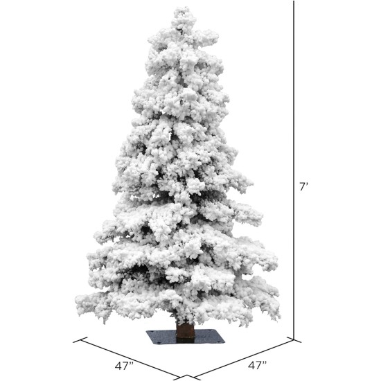  7′ Flocked Spruce Artificial Christmas Tree, Unlit – Snow Covered Faux Tree – Seasonal Indoor Home Decor