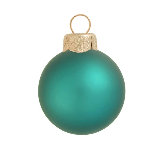  1.25 Glass 20 pcs Christmas Ornaments, Matte Turquoise, 1.25