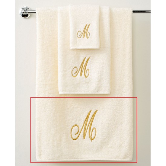  Bath Towels, Monogram Initial Script Ivory and Gold 27″ x 52″ Bath Towel, Natural, BATH TOWEL