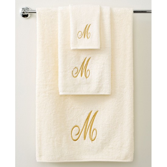  Bath Towels, Monogram Initial Script Ivory and Gold 27″ x 52″ Bath Towel, Natural, HAND TOWEL