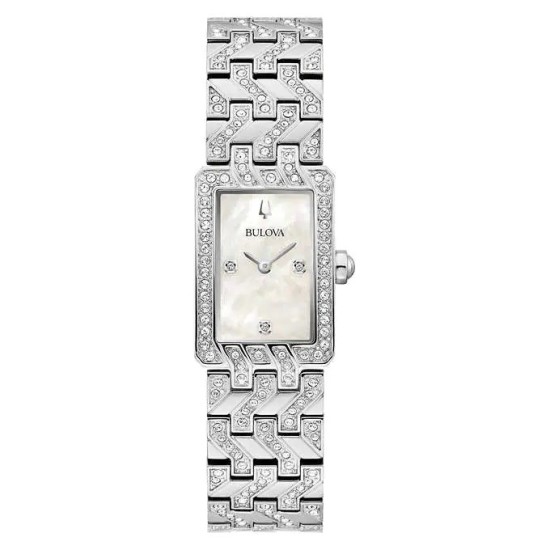  Women’s White MOP Diamond Stainless Steel Watch – 96L304