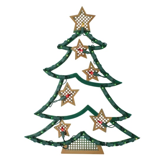  17.75″ Lighted Christmas Tree with Stars Window Silhouette