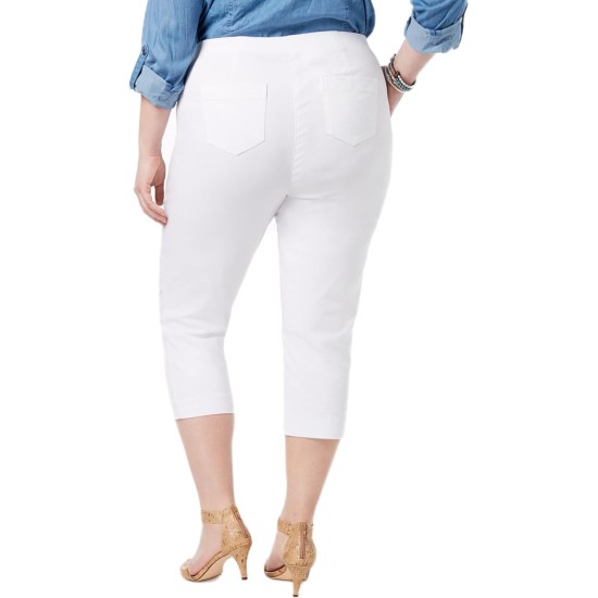 Style & Co Womens Mid Rise Comfort Waist Capri Pants White Plus Size 24W