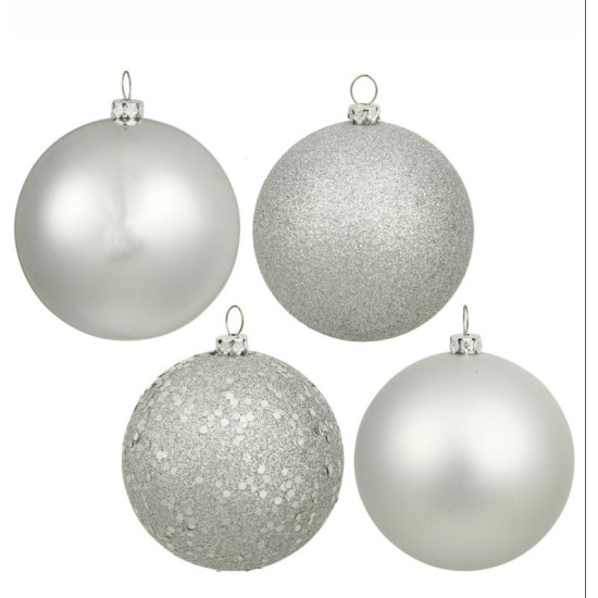  1.6″ Silver Splendor 4-Finish Ball Christmas Ornament, 96 Per Box