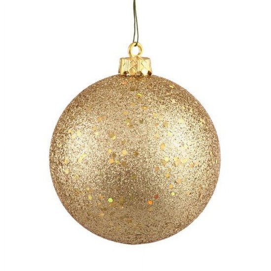 6″ Gold Sequin Christmas Ball Ornament, Yellow