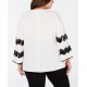  Plus Size Woman’s Embellished-Sleeve Blouse (Ivory, 2X)