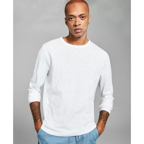  Men’s Slub Long-Sleeve T-Shirt, White, Medium
