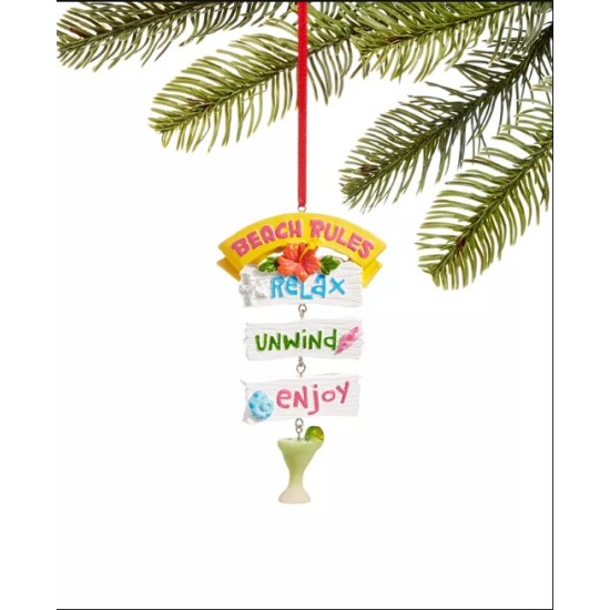  At The Beach And Seaside Beach Sign Ornament, Multicolor