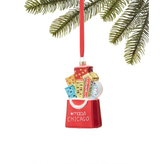  Chicago Shopping Bag Ornament, Red