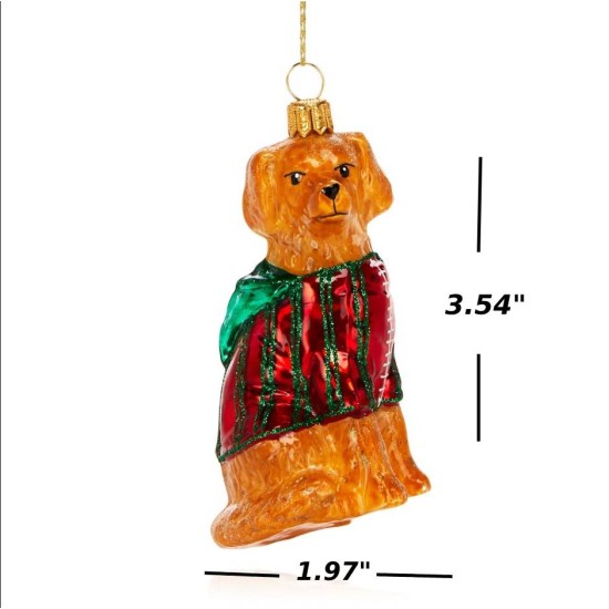  Glass Labrador Ornament, Brown