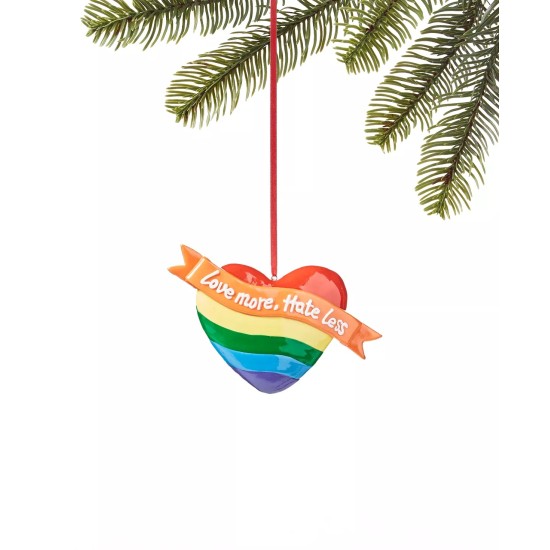  Love is Love Love More Hate Less Heart Ornament, Multicolor, 4.75″L