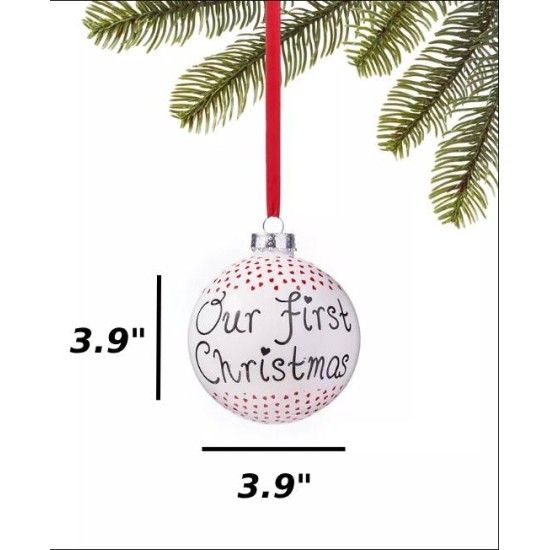  Our First Christmas Ball Ornament,2021,  White, 3.9″