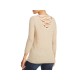  Women's Lace-Up Sweater Top, Beige, Large