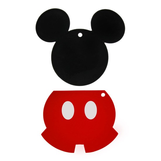 Disney Mickey Mouse 2 Pk 100% Silicone Trivets, Red/Black