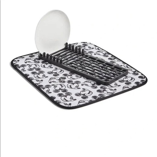  Mickey Mouse Dish Drying Mat With Rack, Black/White
