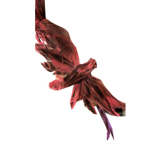  Feather Bird Clip On Christmas Ornament (Wine)