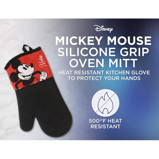 Mickey Mouse Silicone Oven Mitt, Black/Red