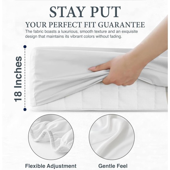 Ultra Lux 100% Cotton Luxury Sateen Weave 800TC Queen 4pc Sheet Set, White
