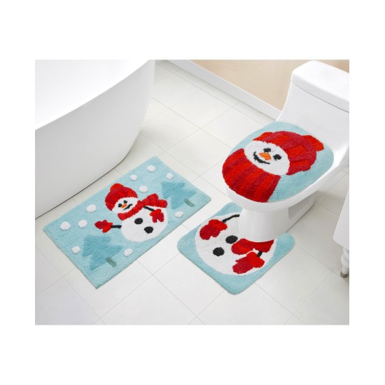 VCNY Happy Holidays “Snowman” 3-Piece Bath Set, Light Blue