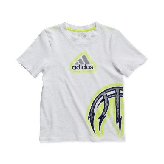  Little Boys’ Light Fast Football T-Shirt, 4, White/Neon