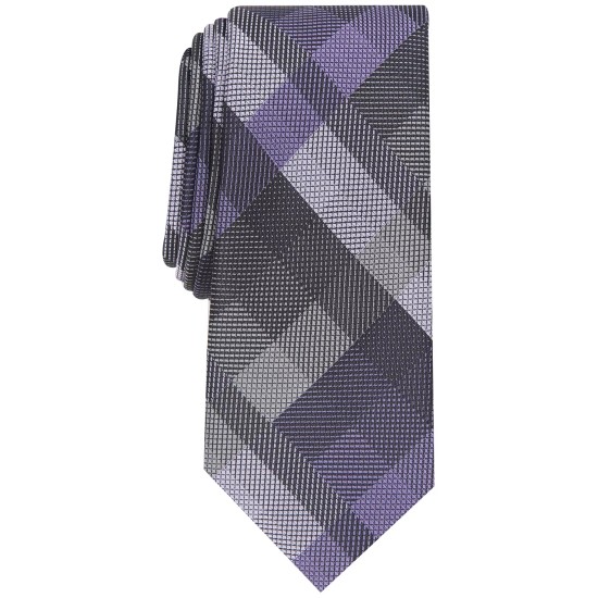  Men’s Ember Plaid Slim Tie, Purple