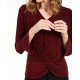  Women’s Knot-Front Metallic-Striped Top, Berry Jam, Medium