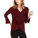  Women’s Knot-Front Metallic-Striped Top, Berry Jam, Medium