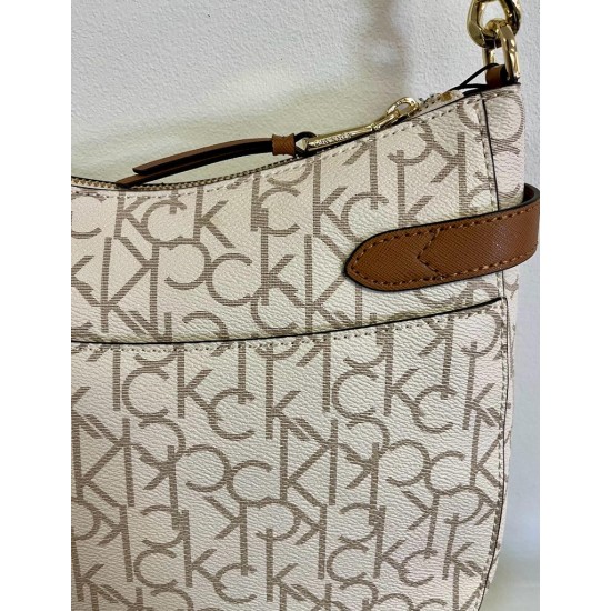  Adrinna CK Logo All Over Handbag, Beige/Tan