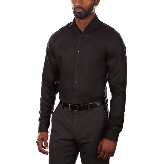 Men’s Steel Slim-Fit Non-Iron Stretch Performance Dress Shirt, Black