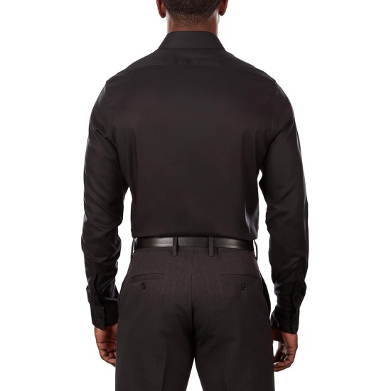  Men’s Steel Slim-Fit Non-Iron Stretch Performance Dress Shirt, Black