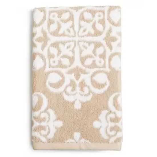  Elite Fashion Medallion Cotton Hand Towel, Beige, 16×30