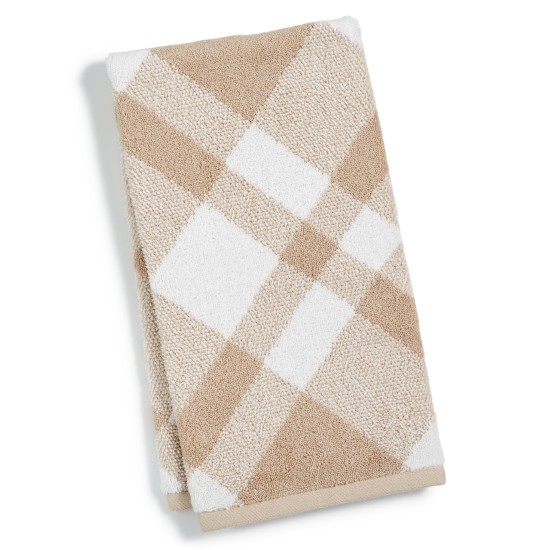  Plaid Cotton 16″ X 30″ Hand Towel, Beige